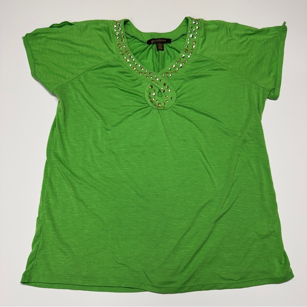 Goddess Vibrant Green Embellished Tee
